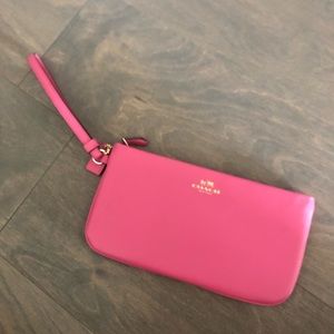 Large Pink Coach Wristlet